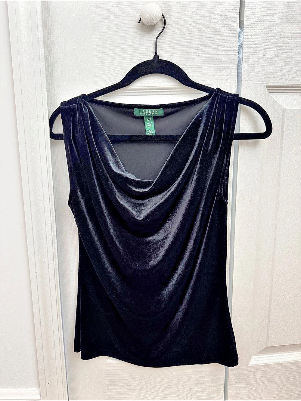 Lauren Ralph Lauren Black Draped Neck Top Size P/P Like New